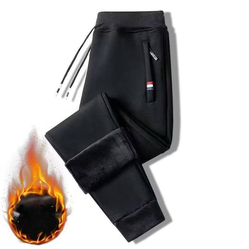 Männer Fitness Sportswear Trainingsanzug Böden Jogginghose Hosen Trainingshose Herren Jogger M-5XL Winter Lammwolle Warme Casual Hosen 5XL 95-105kg weiß/schwarz von Joom DACH