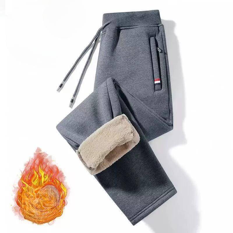 Männer Fitness Sportswear Trainingsanzug Böden Jogginghose Hosen Trainingshose Herren Jogger M-5XL Winter Lammwolle Warme Casual Hosen 5XL licht grau von Joom DACH