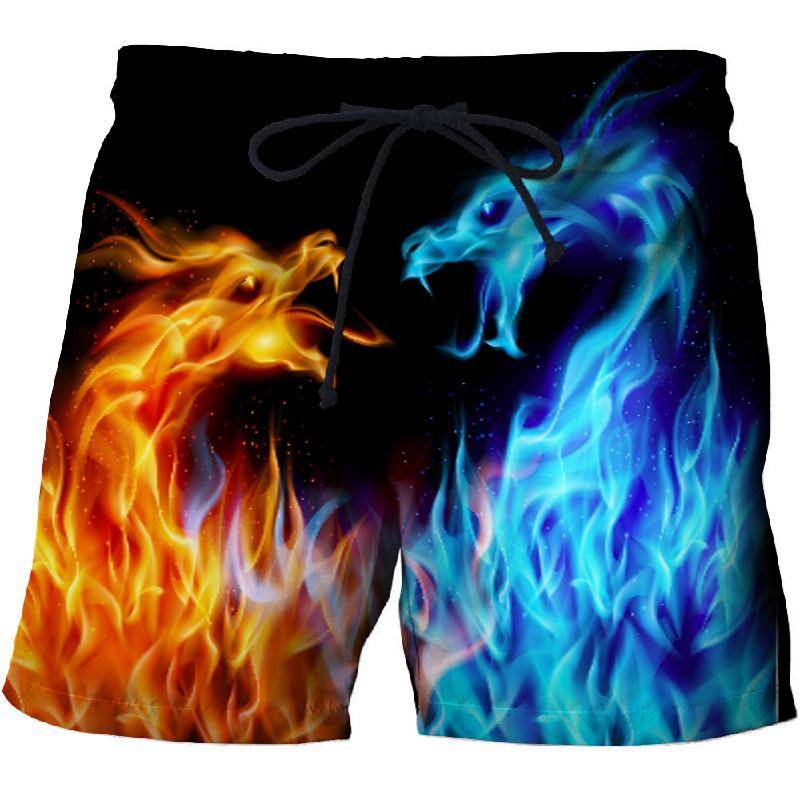 Männer Flame Graphic Beach Pants 3D-gedruckte, schnell trocknende Shorts Herrenshorts Lässige Sporthose Bermudashorts Badehose 3XL von Joom DACH