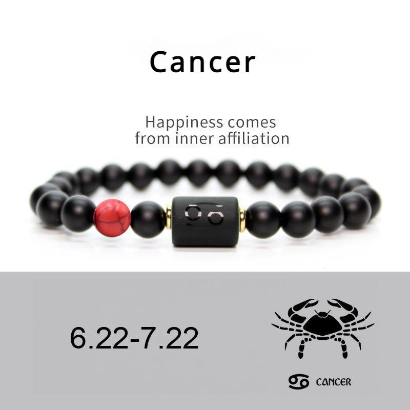 Männer Frauen 12 Konstellation Armband Elastisches Armband Handgewebte Einstellbare Natürliche Tigerauge Obsidian Armband Party Geschenk Schmuck Cancer von Joom DACH