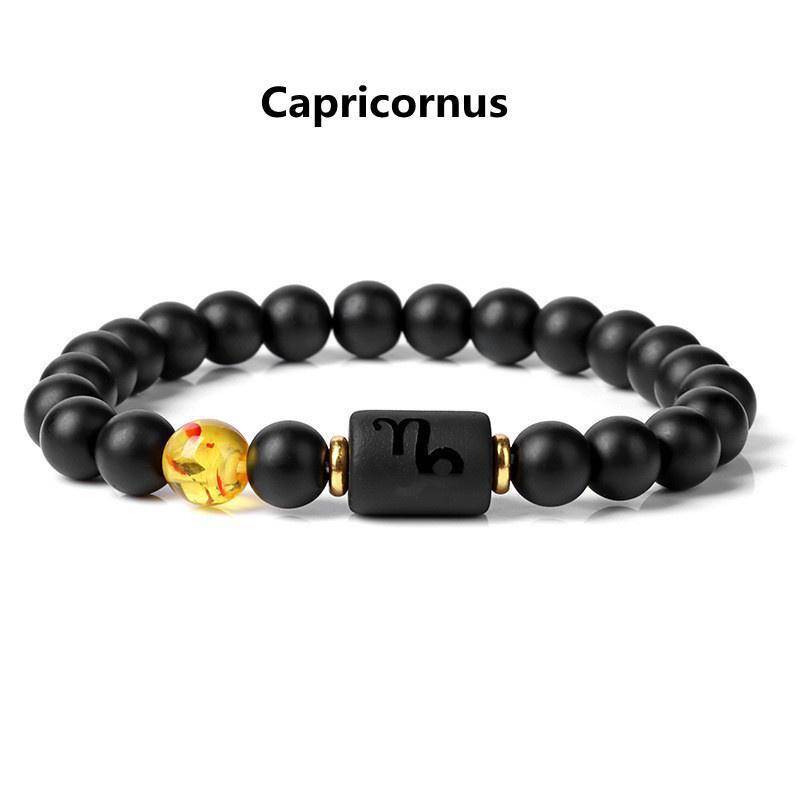 Männer Frauen 12 Konstellation Armband Elastisches Armband Handgewebte Einstellbare Natürliche Tigerauge Obsidian Armband Party Geschenk Schmuck Capricorn von Joom DACH