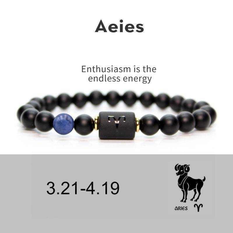 Männer Frauen 12 Konstellation Armband Elastisches Armband Handgewebte Einstellbare Natürliche Tigerauge Obsidian Armband Party Geschenk Schmuck aeies von Joom DACH