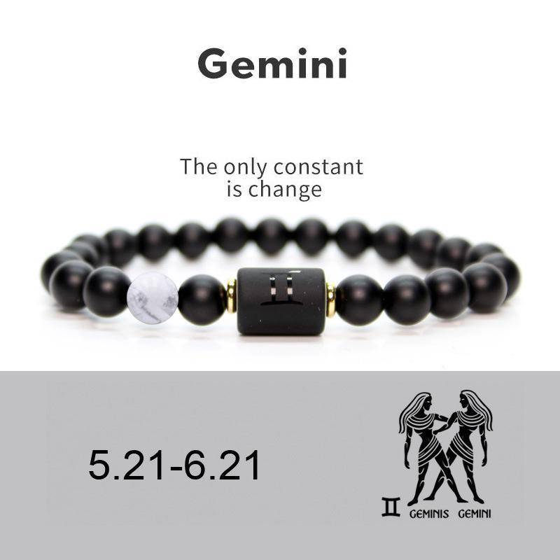 Männer Frauen 12 Konstellation Armband Elastisches Armband Handgewebte Einstellbare Natürliche Tigerauge Obsidian Armband Party Geschenk Schmuck gemini von Joom DACH