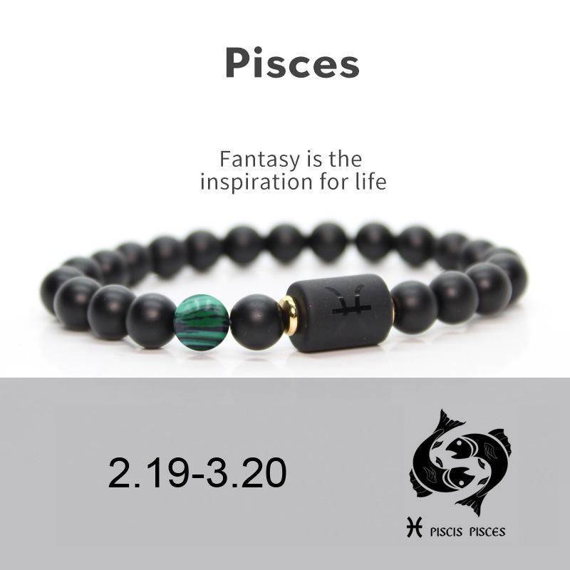 Männer Frauen 12 Konstellation Armband Elastisches Armband Handgewebte Einstellbare Natürliche Tigerauge Obsidian Armband Party Geschenk Schmuck pisces von Joom DACH