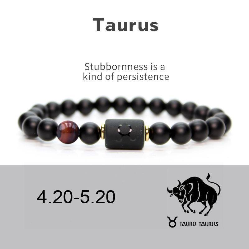 Männer Frauen 12 Konstellation Armband Elastisches Armband Handgewebte Einstellbare Natürliche Tigerauge Obsidian Armband Party Geschenk Schmuck taurus von Joom DACH