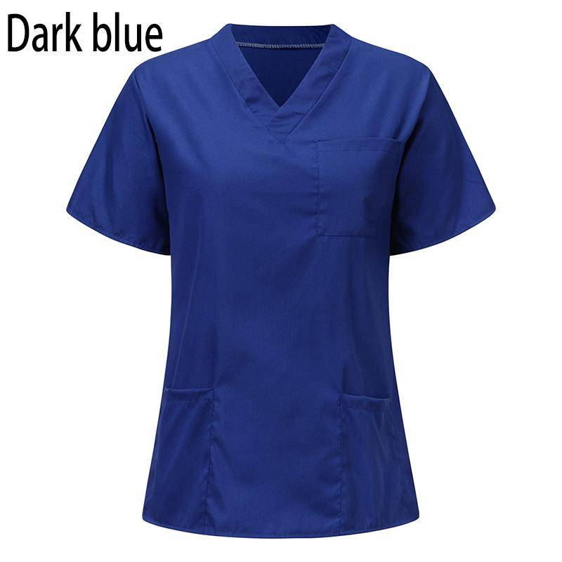 Männer Frauen Arbeitskleidung Krankenpflege Uniform Bluse Kurzarm V-Ausschnitt Scrub Tops mit Tasche 3XL dunkelblaue von Joom DACH