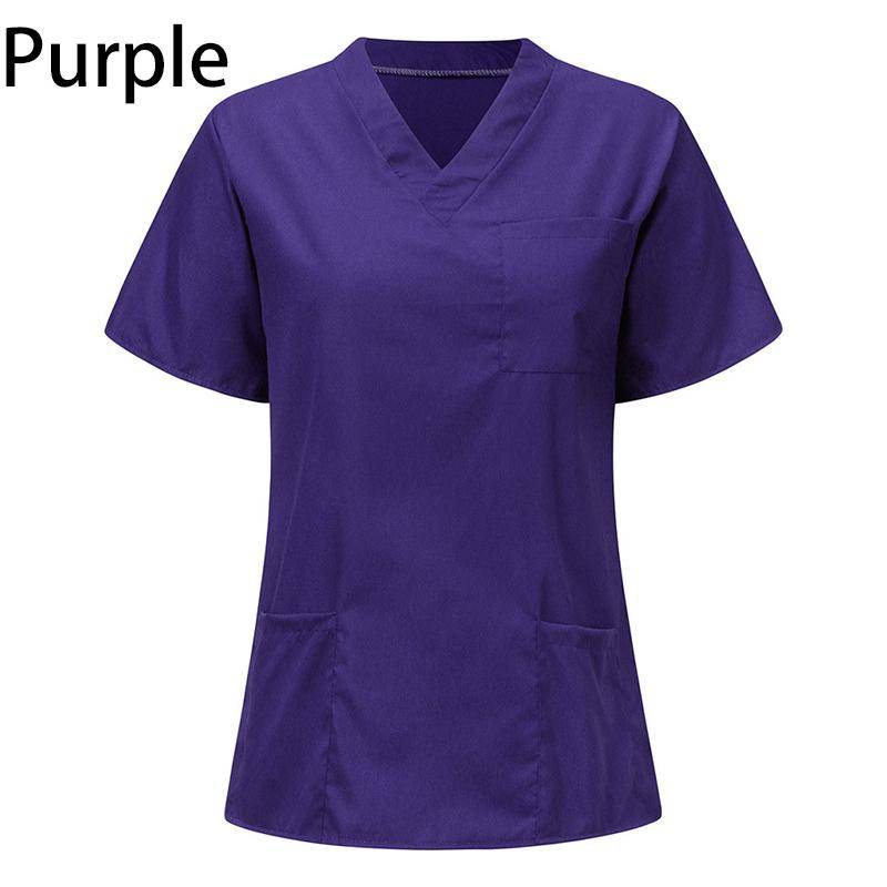 Männer Frauen Arbeitskleidung Krankenpflege Uniform Bluse Kurzarm V-Ausschnitt Scrub Tops mit Tasche M violett Männer Frauen Arbeitskleidung Krankenpflege Uniform Bluse Kurzarm V-Ausschnitt Scrub Tops mit Tasche M violett von Joom DACH