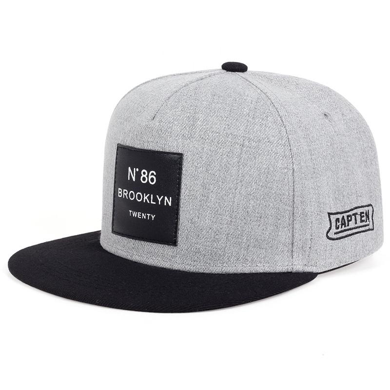Männer Frauen BROOKLYN Buchstaben Einfarbig Patch Baseball Cap Hip Hop Caps Leder Sonnenhut Snapback Hut grau von Joom DACH