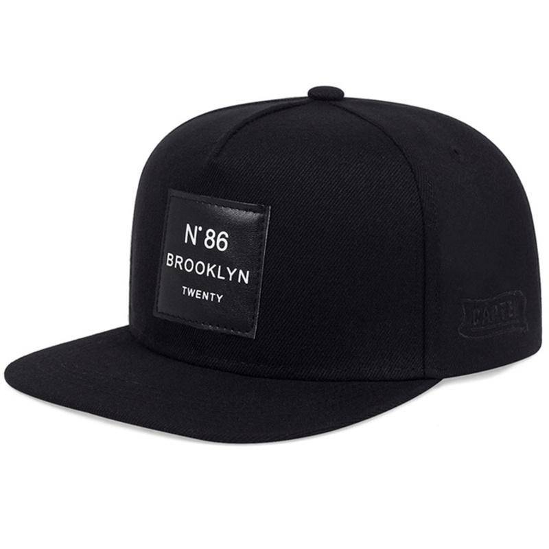 Männer Frauen BROOKLYN Buchstaben Einfarbig Patch Baseball Cap Hip Hop Caps Leder Sonnenhut Snapback Hut schwarz von Joom DACH