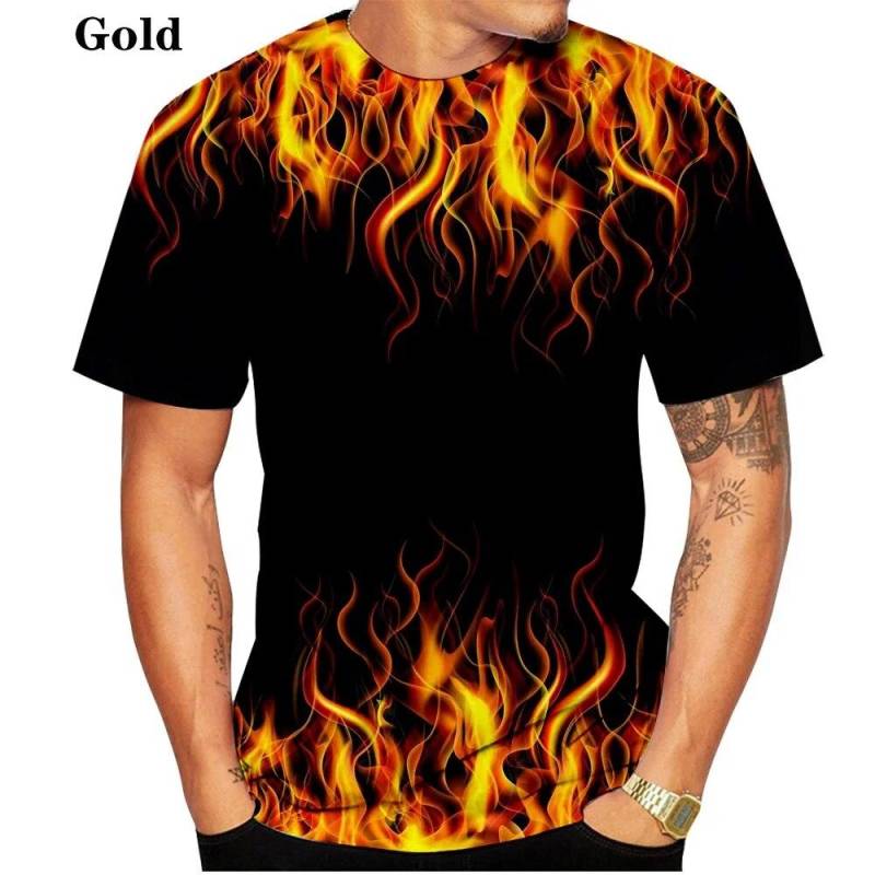 Männer Frauen Coole Flamme T-shirt 3d Druck Feuer Flamme Casual Lustige Pullover Unisex mode tops 4XL von Joom DACH