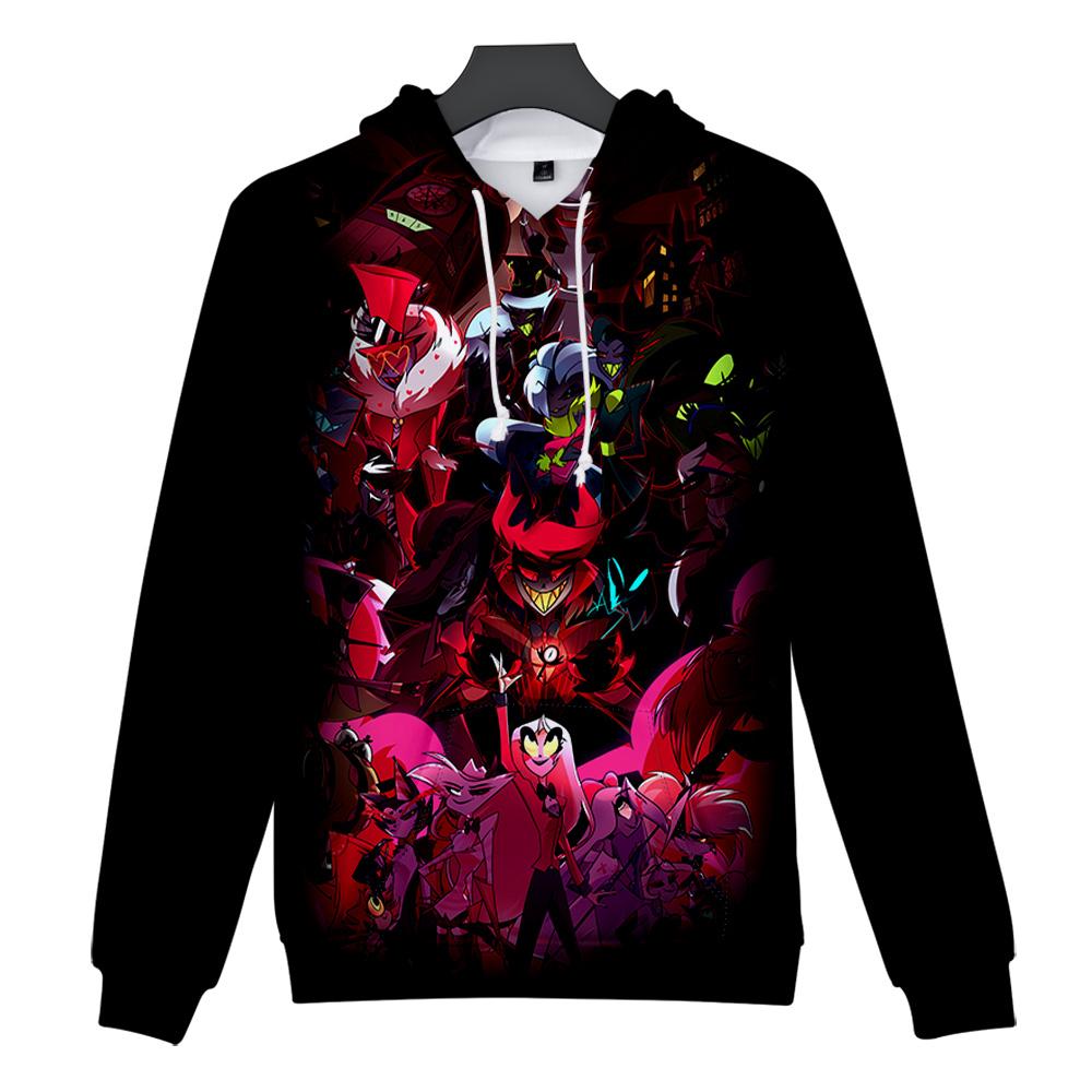 Männer Frauen Fleece Mit Kapuze Hazbin Hotel Gedruckt Frühling Herbst Pullover Sweatshirt Mode Hoodie Lässige Hip Hop Neue Männer Trainingsanzug Streetwear XL schwarz von Joom DACH