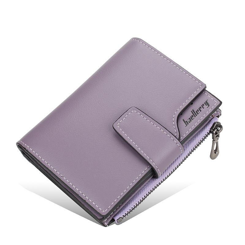 Männer Frauen Reißverschluss Kurze Brieftasche PU Leder Kartenhalter Vintage Geldbörse 12.5cm*10cm*2cm violett von Joom DACH