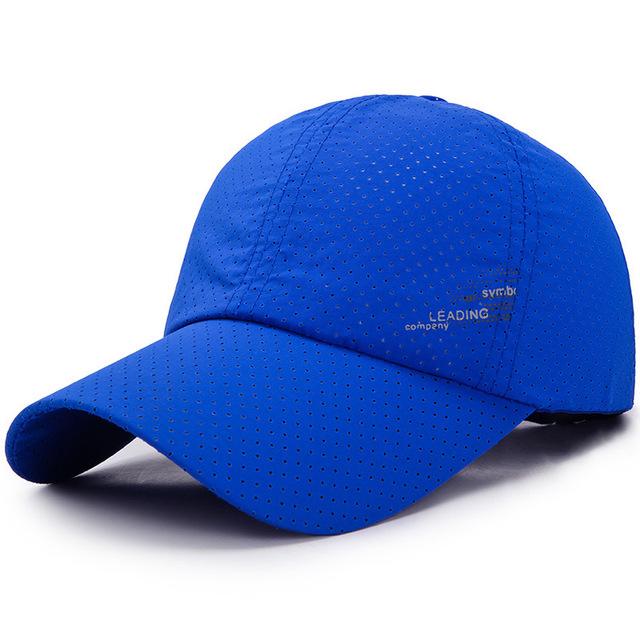 Männer Frauen Sommer Baseball Kappe Schnell Trocknend Hüte Unisex Atmungsaktive Sport Reine Farbe Snapback Hut Golf Caps Knochen Hut blau von Joom DACH