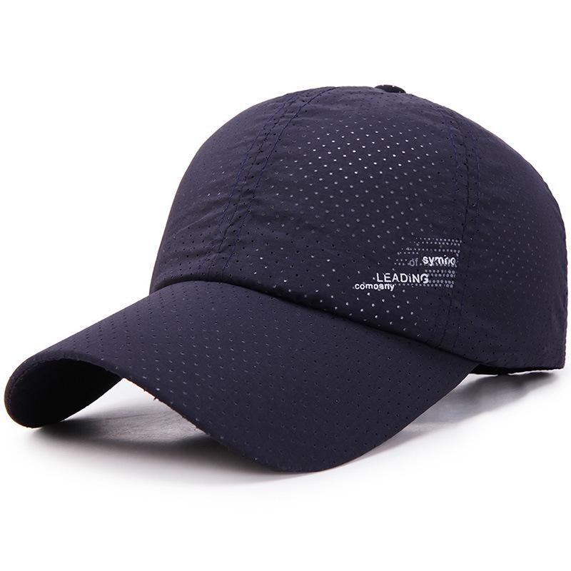 Männer Frauen Sommer Baseball Kappe Schnell Trocknend Hüte Unisex Atmungsaktive Sport Reine Farbe Snapback Hut Golf Caps Knochen Hut navy blau von Joom DACH