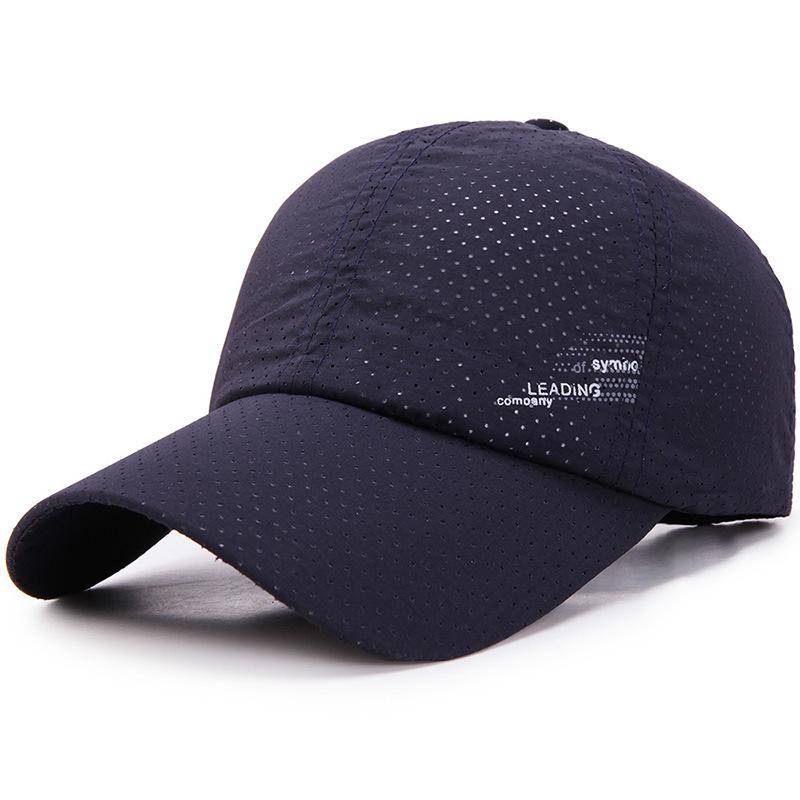 Männer Frauen Sommer Baseball Kappe Schnell Trocknend Hüte Unisex Atmungsaktive Sport Reine Farbe Snapback Hut Golf Caps Knochen Hut navy blau von Joom DACH