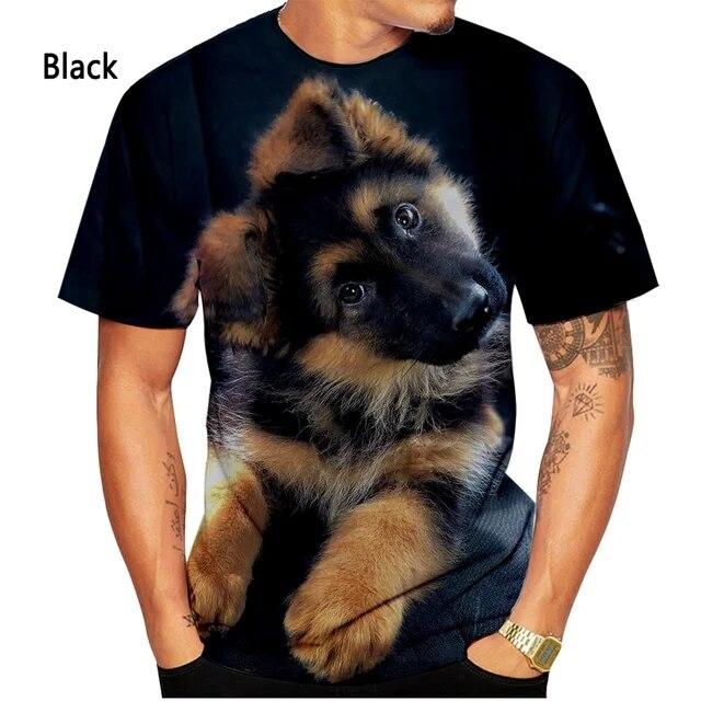 Männer Frauen Sommer Mode Deutscher Schäferhund 3D Druck T-shirt Casual Kurzarm Hund Shirt Tops XXL von Joom DACH