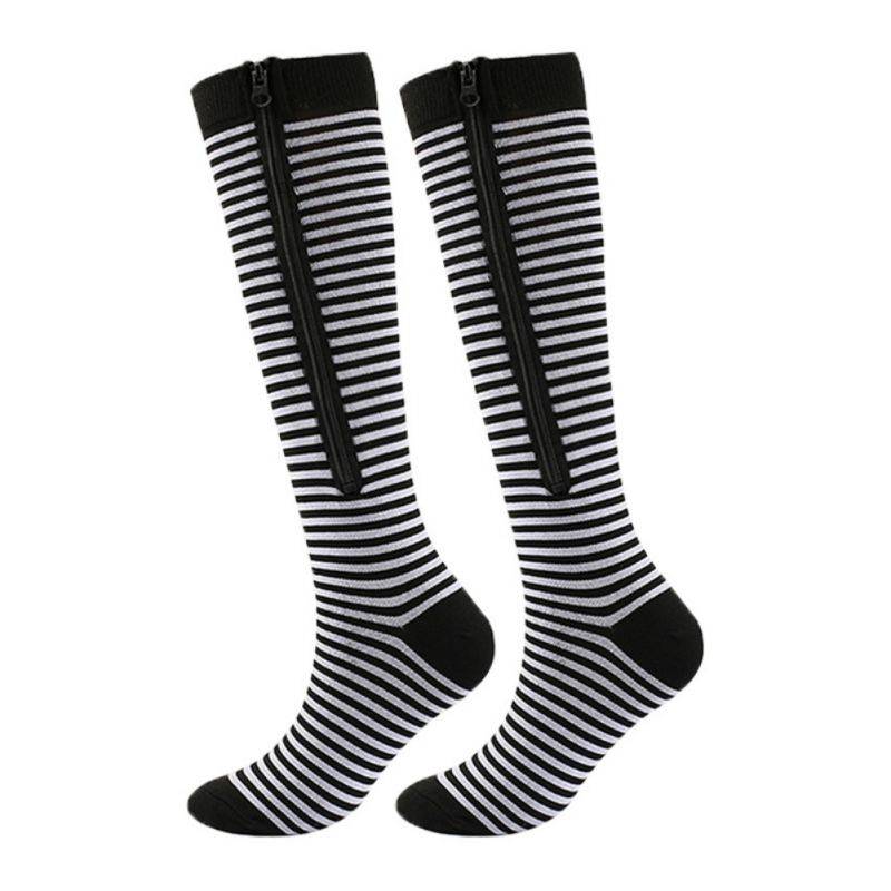 Männer Frauen Sportsocken Reißverschluss geschlossen Schwellung Druckstrumpf Leggings Kompressionsstrümpfe L von Joom DACH