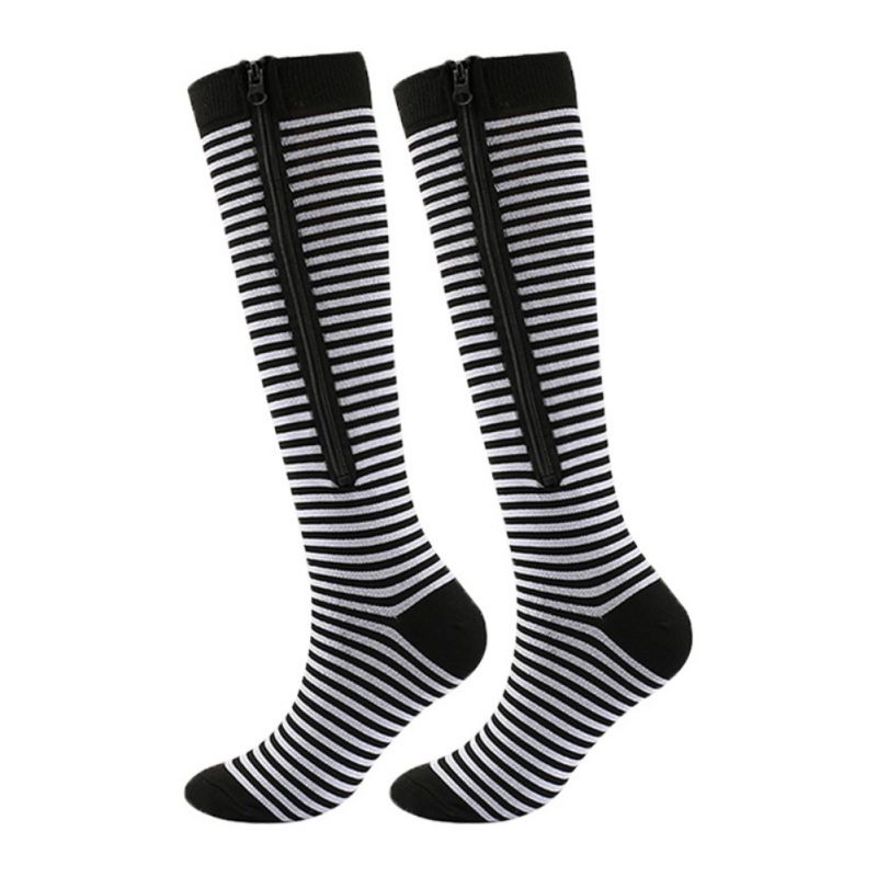 Männer Frauen Sportsocken Reißverschluss geschlossen Schwellung Druckstrumpf Leggings Kompressionsstrümpfe M von Joom DACH
