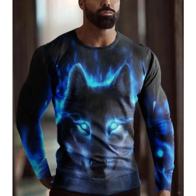 Männer Frauen T-Shirt Mode Neue Tier Löwe Graffiti Bunt Bedruckte Trendy Langarm Sport 3D T-Shirts 6XL von Joom DACH