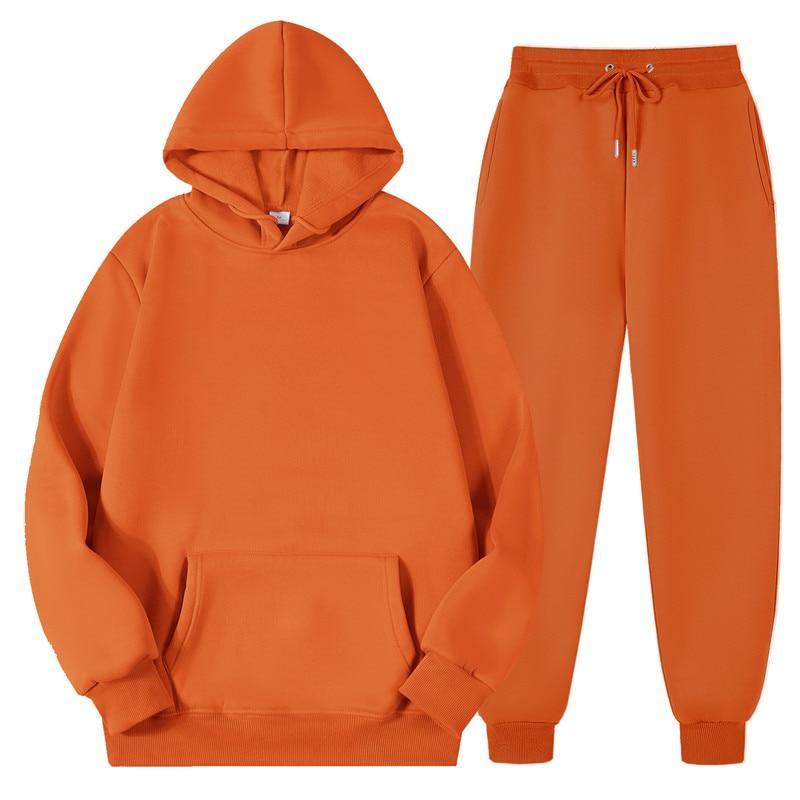 Männer Frauen Trainingsanzug Hoodies Casual Einfarbig Langarm Pullover + Hosen Anzug Fleece Mit Kapuze Sportswear Anzug Zwei Stück Sets 3XL von Joom DACH