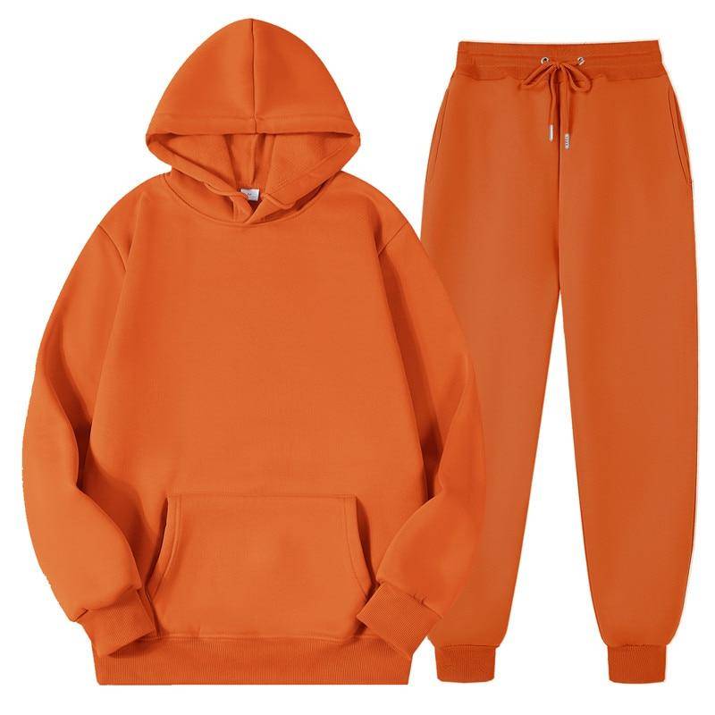Männer Frauen Trainingsanzug Hoodies Casual Einfarbig Langarm Pullover + Hosen Anzug Fleece Mit Kapuze Sportswear Anzug Zwei Stück Sets 3XL von Joom DACH