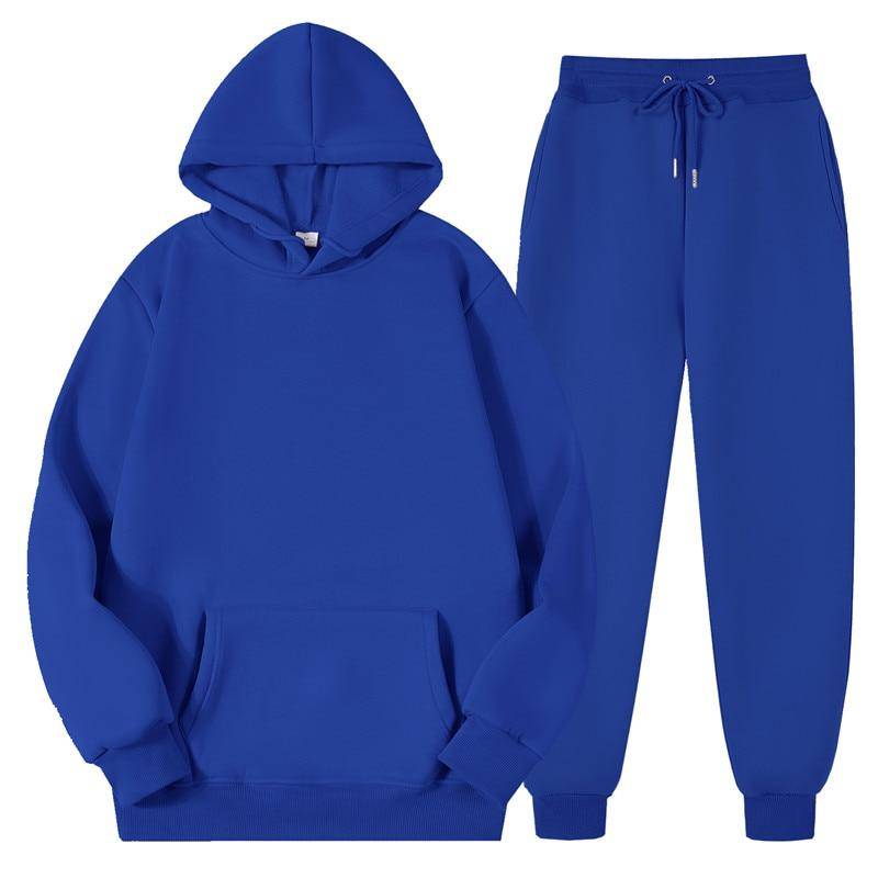 Männer Frauen Trainingsanzug Hoodies Casual Einfarbig Langarm Pullover + Hosen Anzug Fleece Mit Kapuze Sportswear Anzug Zwei Stück Sets 3XL von Joom DACH