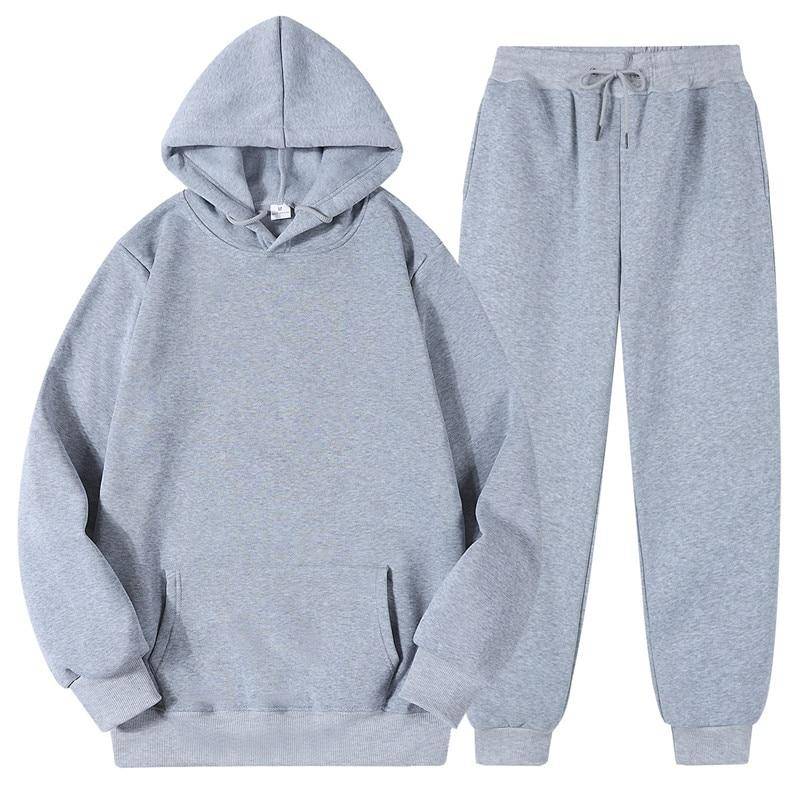 Männer Frauen Trainingsanzug Hoodies Casual Einfarbig Langarm Pullover + Hosen Anzug Fleece Mit Kapuze Sportswear Anzug Zwei Stück Sets XL von Joom DACH