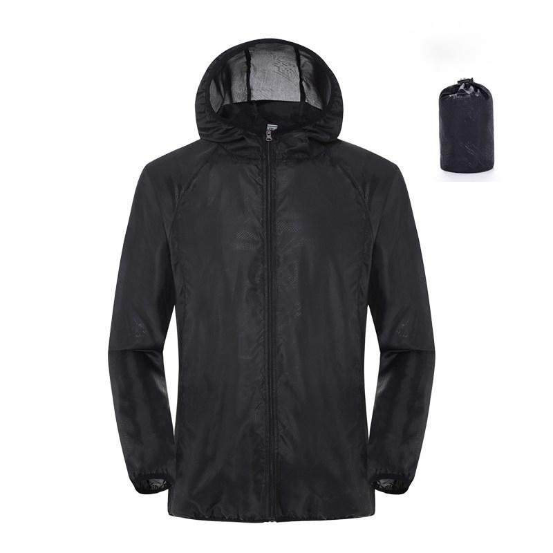 Männer Frauen Wandern Jacken Wasserdicht Sonnenschutz Windjacke Camping Klettern Outdoor Regen Mantel Tragbare Kleidung S schwarz von Joom DACH