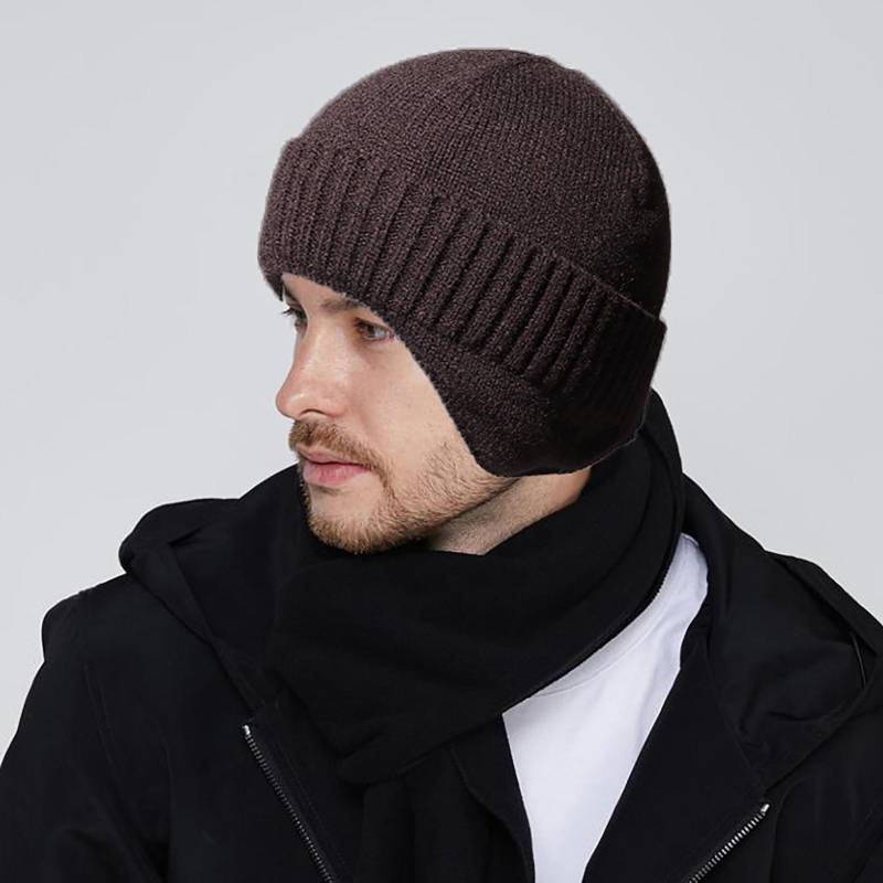 Männer Frauen Winter gestrickte Hut warm Fleece Earflaps winddichte Outdoor Sport Radfahren Mütze Hut kaffeebraun von Joom DACH
