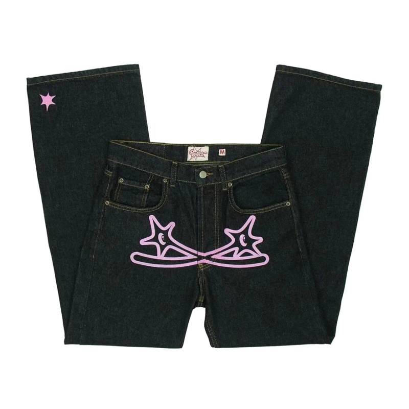 Männer Frauen Y2K Jeans Hosen Hip Hop Street Gerade Bein Jeans Frühling Herbst Denim Hosen Neue Mode Casual Hosen Streetwear M rosa von Joom DACH