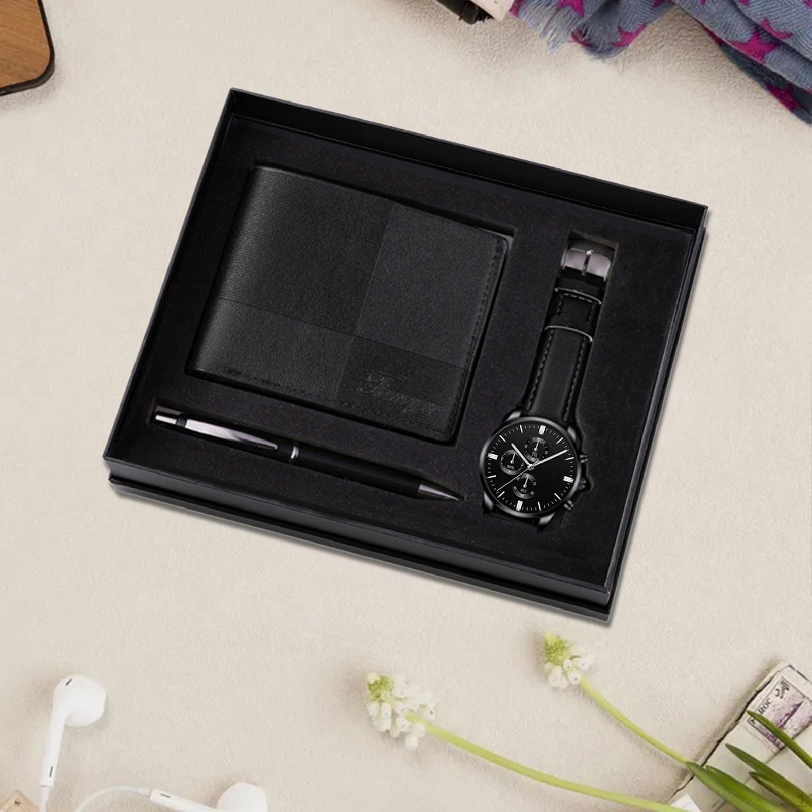 Männer Geschenk Set Körbe schön Dekoration elegante moderne Box Uhr Brieftasche Stift für Black von Joom DACH