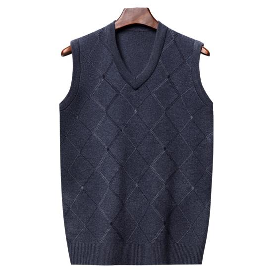 Männer Gestrickte Weste Herbst Winter V-ausschnitt Geometrische Raute Einfarbig Warme Winddicht Weiche Casual Männliche Weste Ärmelloses Top 3XL grau von Joom DACH