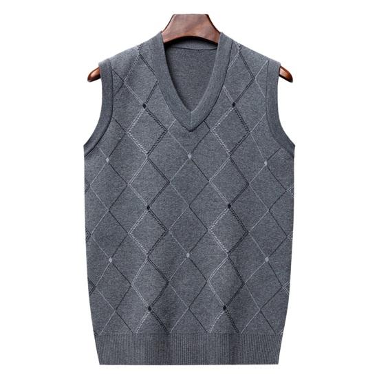 Männer Gestrickte Weste Herbst Winter V-ausschnitt Geometrische Raute Einfarbig Warme Winddicht Weiche Casual Männliche Weste Ärmelloses Top XL von Joom DACH