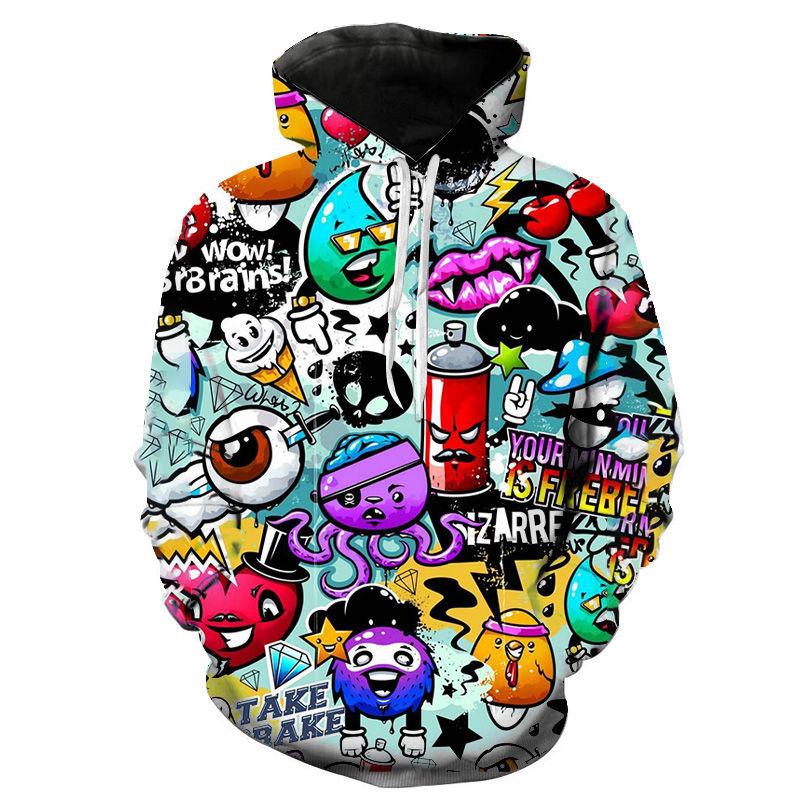 Männer Graffiti Hoodies Jungen Mädchen Kinder 3D Druck Sweatshirt Lustige Kunst Sportbekleidung Casual Junge Mädchen Kinder Coole Hoodie Kleidung 6XL von Joom DACH