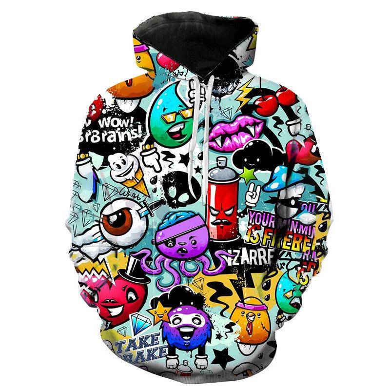Männer Graffiti Hoodies Jungen Mädchen Kinder 3D Druck Sweatshirt Lustige Kunst Sportbekleidung Casual Junge Mädchen Kinder Coole Hoodie Kleidung L von Joom DACH