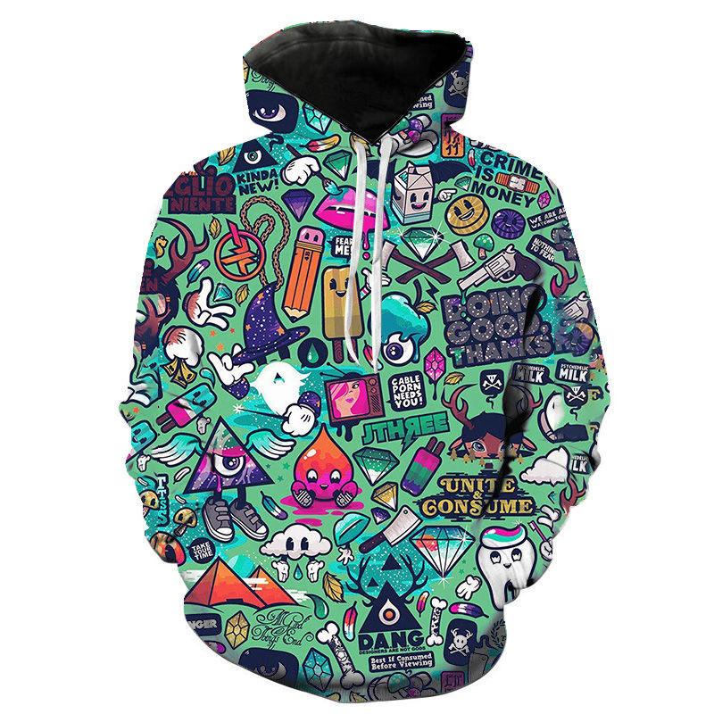 Männer Graffiti Hoodies Jungen Mädchen Kinder 3D Druck Sweatshirt Lustige Kunst Sportbekleidung Casual Junge Mädchen Kinder Coole Hoodie Kleidung M von Joom DACH