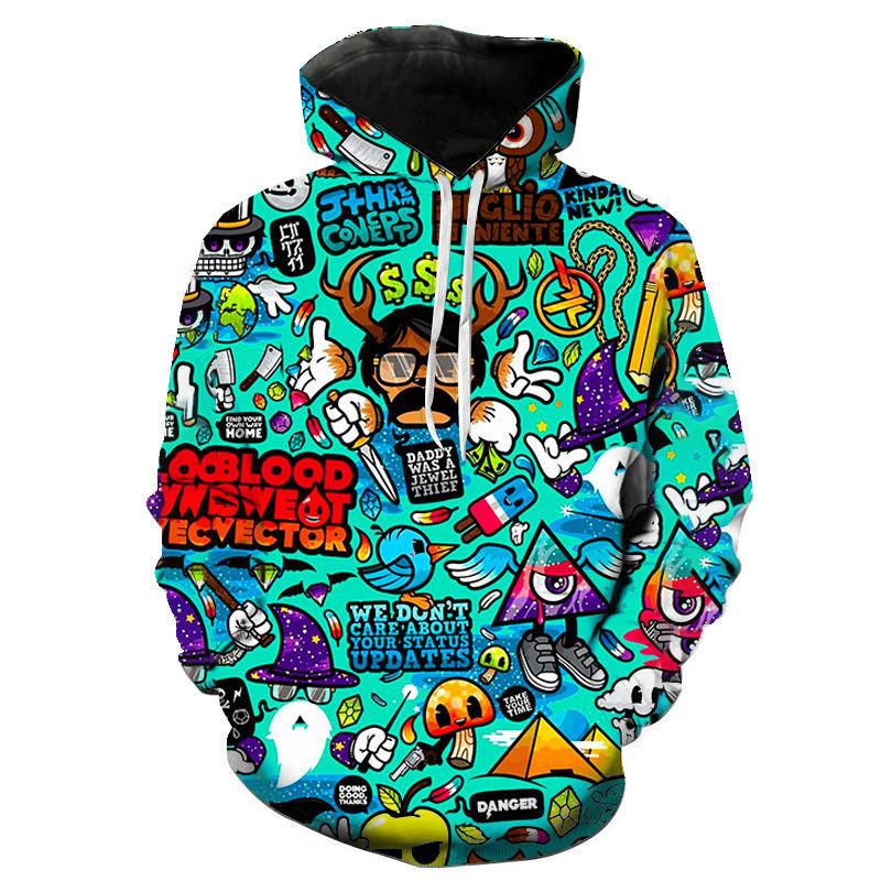 Männer Graffiti Hoodies Jungen Mädchen Kinder 3D Druck Sweatshirt Lustige Kunst Sportbekleidung Casual Junge Mädchen Kinder Coole Hoodie Kleidung M von Joom DACH