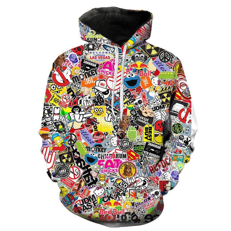 Männer Graffiti Hoodies Jungen Mädchen Kinder 3D Druck Sweatshirt Lustige Kunst Sportbekleidung Casual Junge Mädchen Kinder Coole Hoodie Kleidung XL von Joom DACH