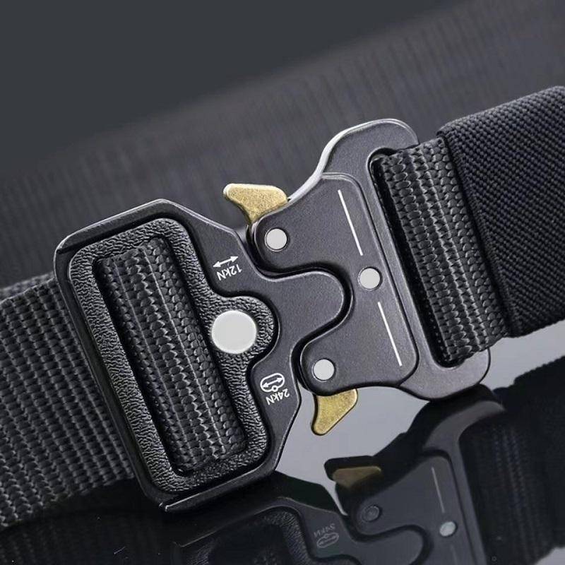 Männer Gürtel Armee Outdoor Jagd Taktische Multi Funktion Kampf Überleben Hohe Qualität Marine Corps Leinwand Für Nylon Gürtel 125cm schwarz von Joom DACH