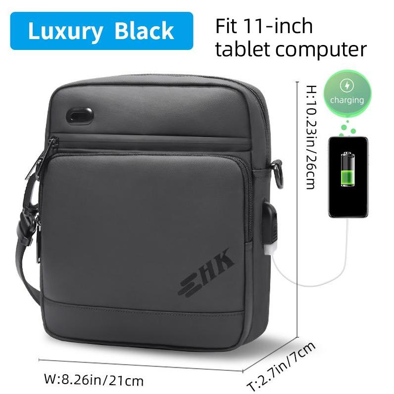 Männer Handtasche Hohe Qualität Schulter Tasche Wasserdichte USB Oxford Umhängetasche Casual Anti-diebstahl Schulter Sling Tasche schwarz von Joom DACH