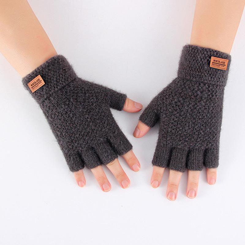 Männer Handwärmer Strickhandschuhe Fingerlose warme Alpakawolle Winter Halbfinger von Joom DACH