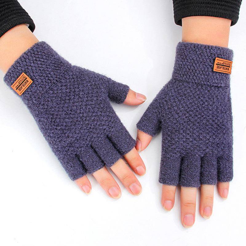 Männer Handwärmer Strickhandschuhe Fingerlose warme Alpakawolle Winter Halbfinger von Joom DACH