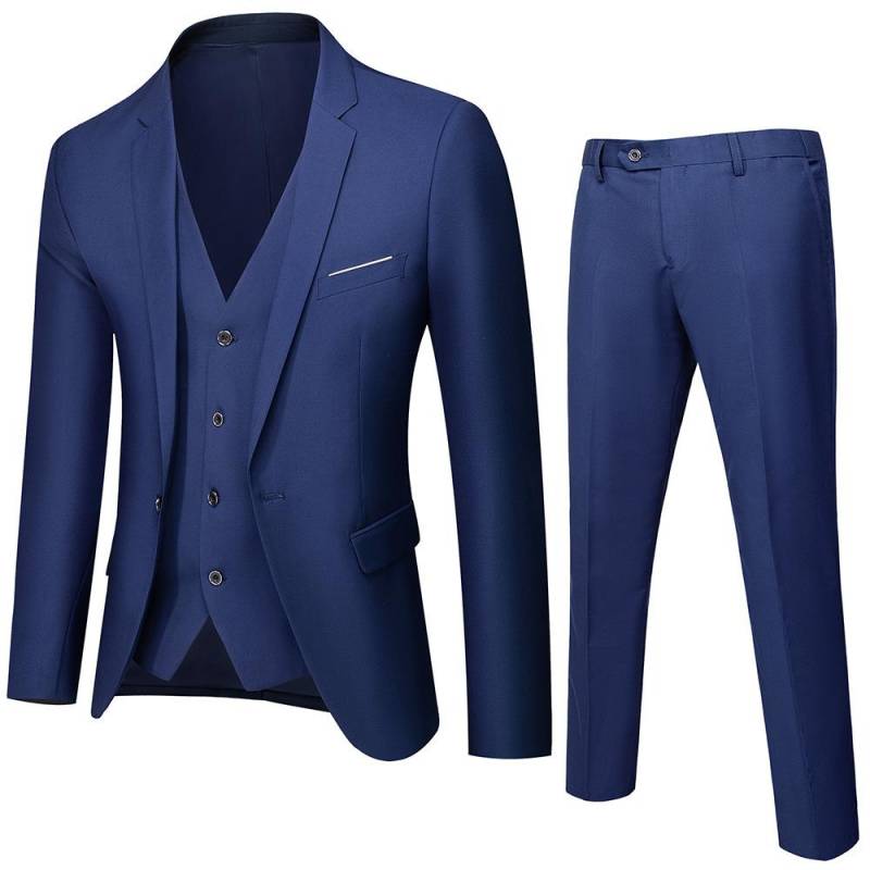 Männer Herbst Hochzeit Party Zwei Stücke Set Große Größe Männlichen Blazer Mantel Hosen Mode Slim 2XL dunkelblaue von Joom DACH