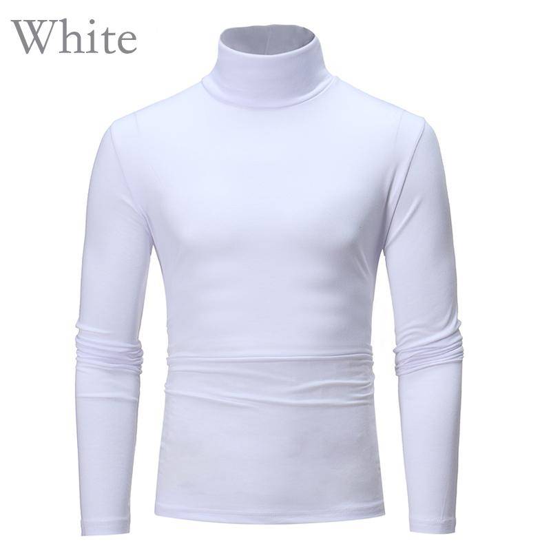 Männer Herbst Langarm Rollkragen T-Shirts Solide Pullover Winter Mode Basic 2XL weiß von Joom DACH