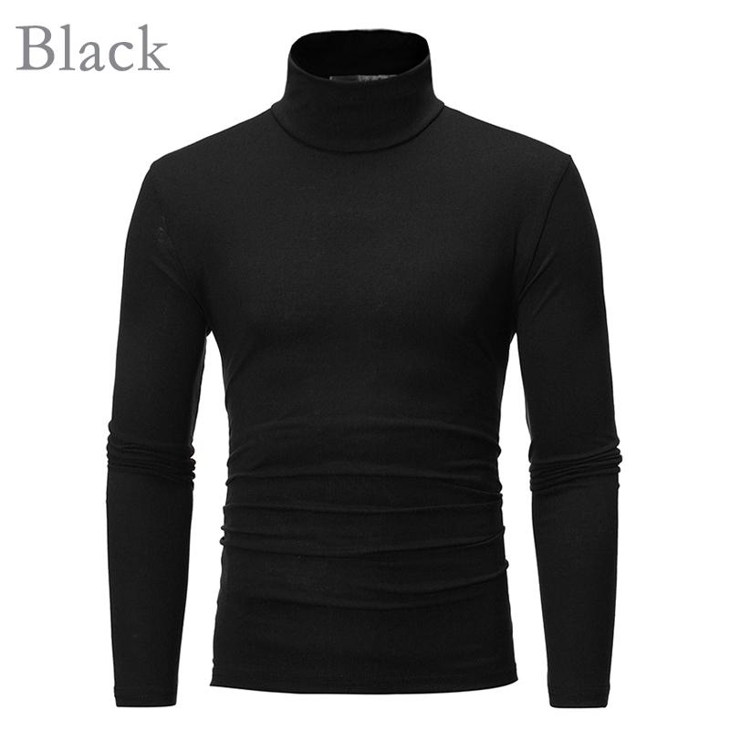 Männer Herbst Langarm Rollkragen T-Shirts Solide Pullover Winter Mode Basic L schwarz von Joom DACH