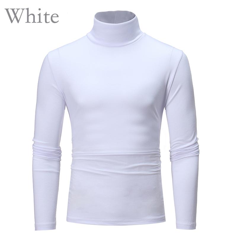 Männer Herbst Pullover Langarm Rollkragen T-Shirts Solide Grund Winter Mode M-2XL 2XL weiß von Joom DACH