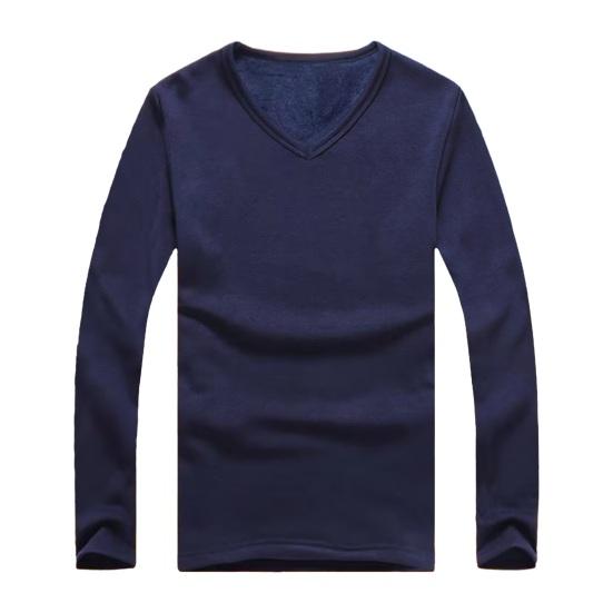 Männer Herbst Winter Hemd Verdickter Plüsch Warme Weiche O Hals Elastische Langarm Einfarbig Pullover Plus Größe Täglichen Bottoming Top unterwäsche 2XL navy blau von Joom DACH