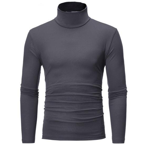 Männer Herbst Winter Slim Fit Bodenbildung T-shirt Rollkragen Lange Ärmel Einfarbig Elastische Dünne Pullover Tops Streetwear 3XL dunkelgraue von Joom DACH