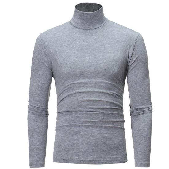 Männer Herbst Winter Slim Fit Bodenbildung T-shirt Rollkragen Lange Ärmel Einfarbig Elastische Dünne Pullover Tops Streetwear XL licht grau von Joom DACH