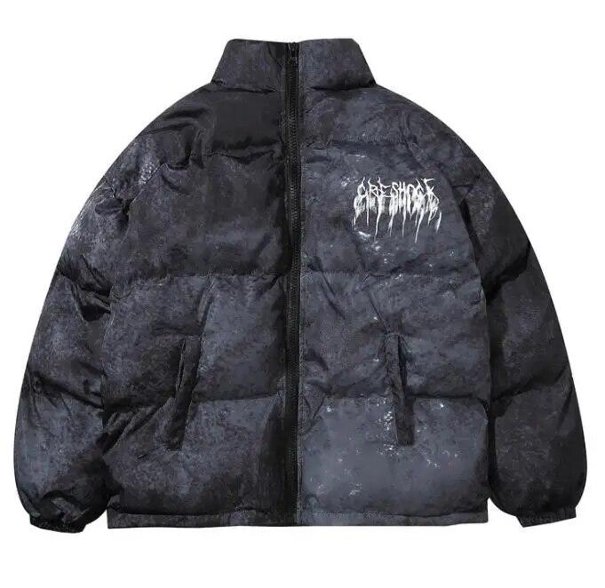Männer Hip Hop Oversize Gepolsterte Bomber Jacke Mantel Streetwear Graffiti Jacke Parka Baumwolle Harajuku Winter Unten Jacke Mantel Outwear L schwarz von Joom DACH